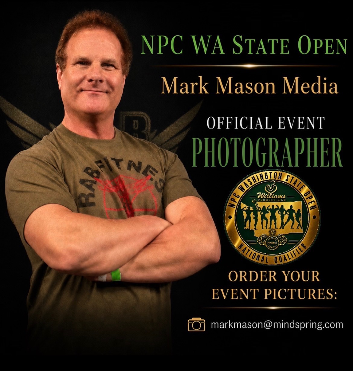 Mark Mason Media, official event photographer for the 2026 NPC KlickWay Washington State Open in Auburn, Washington.