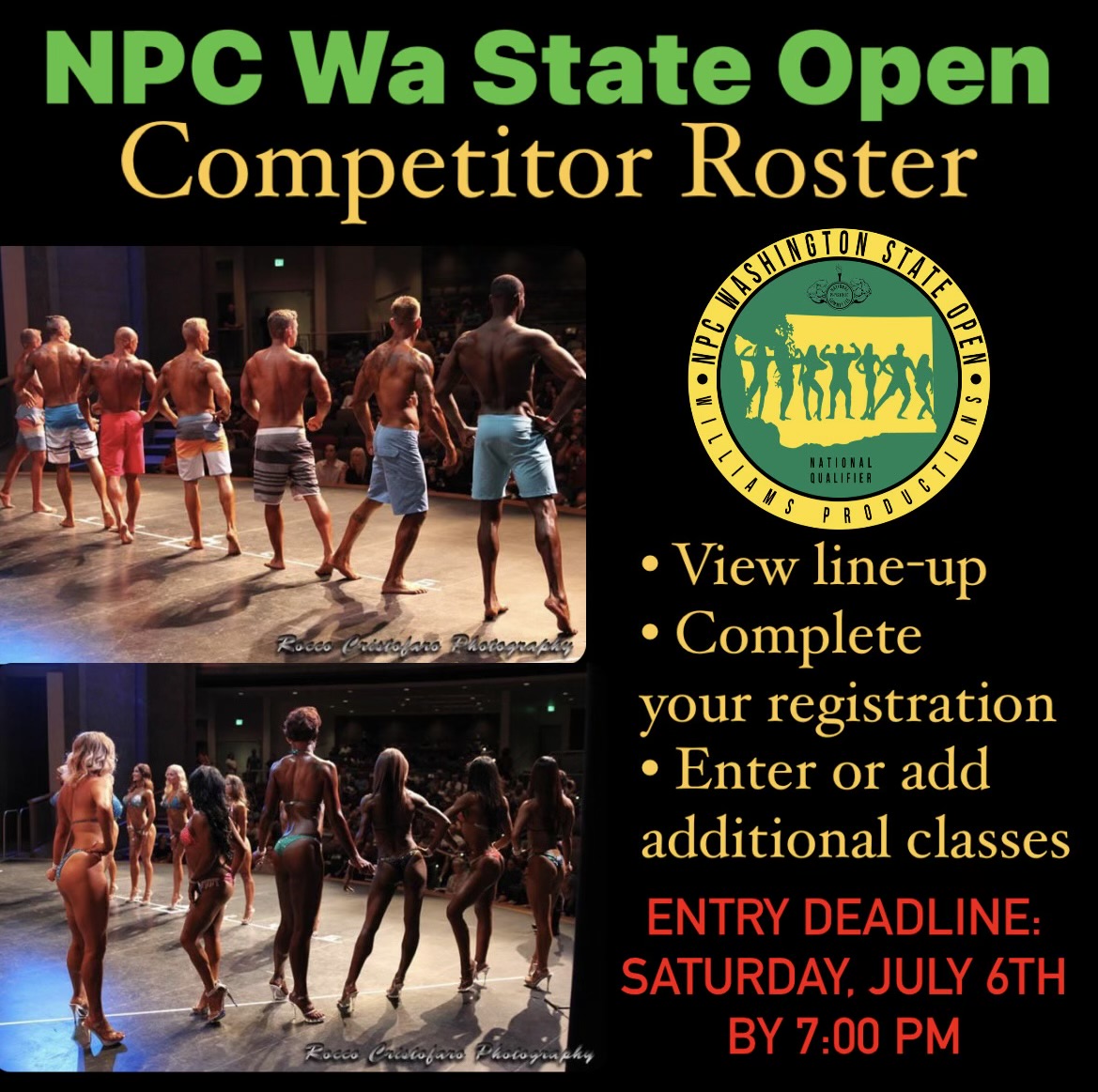 NPC WA State Open Competitor Roster