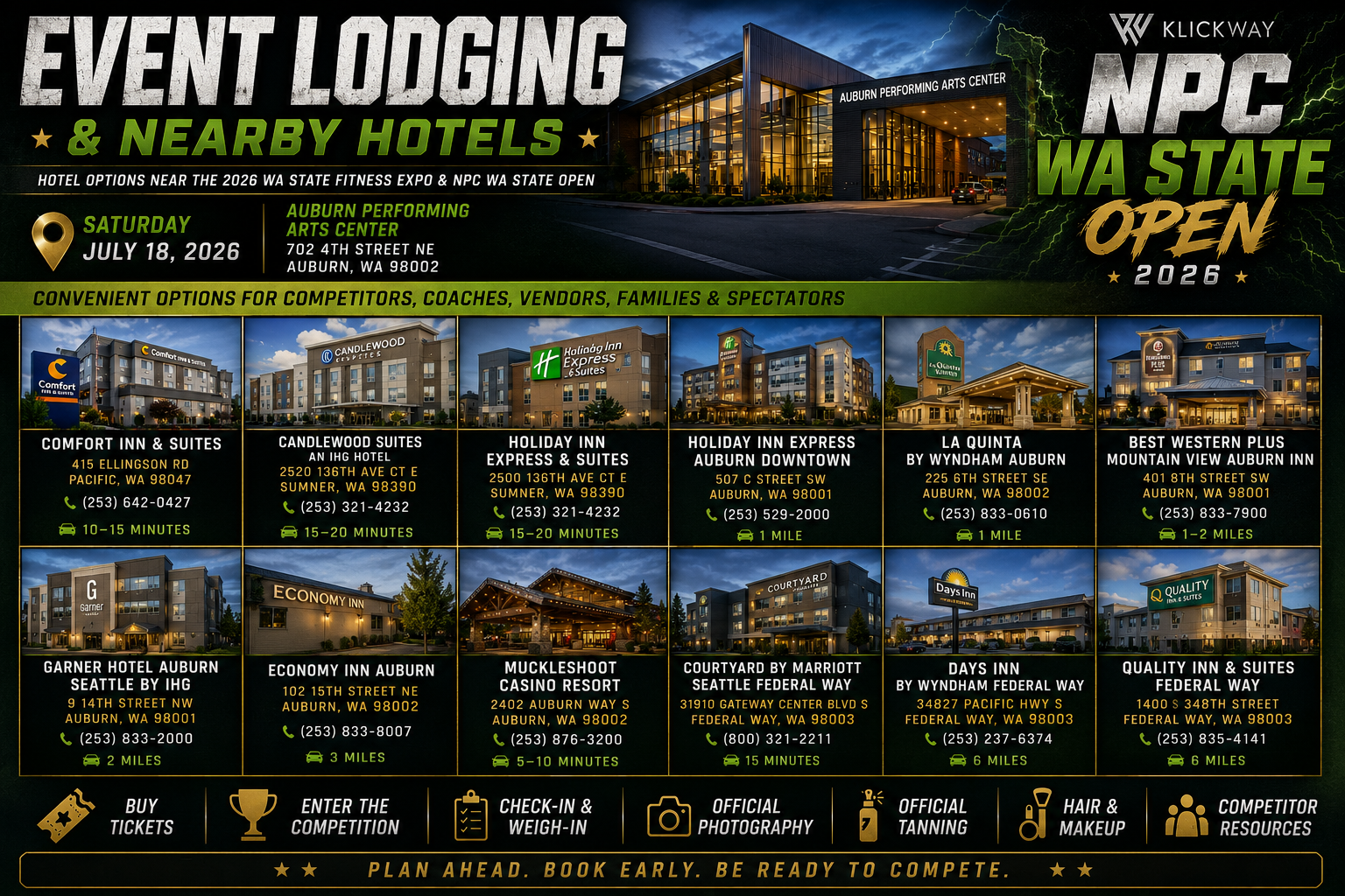 Event Lodging & Nearby Hotels | NPC WA State Open & Fitness Expo